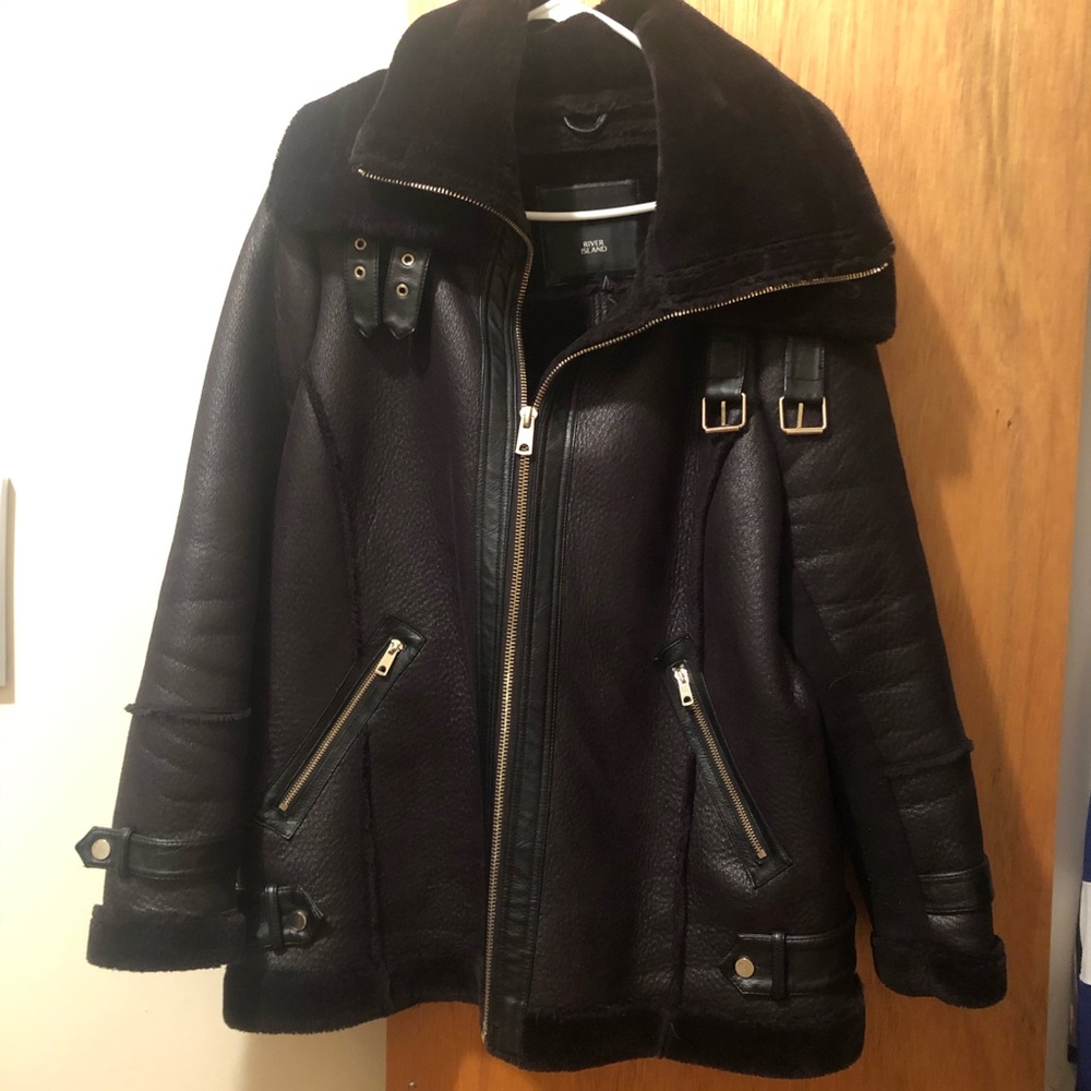 River Island Fur Trim Aviator Jacket